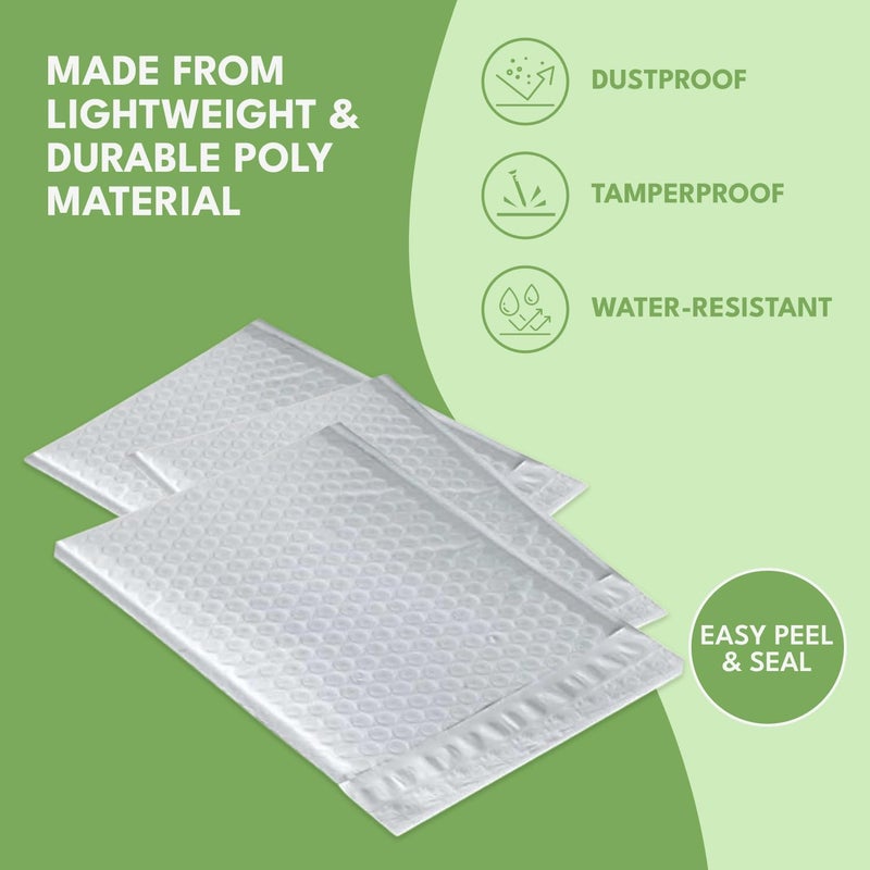 SALES4LESS - Poly Bubble Mailers, Waterproof & Cushioned Padded Envelopes for Shipping, 14.25 x 20 in (50 Pack, White) - Image 5